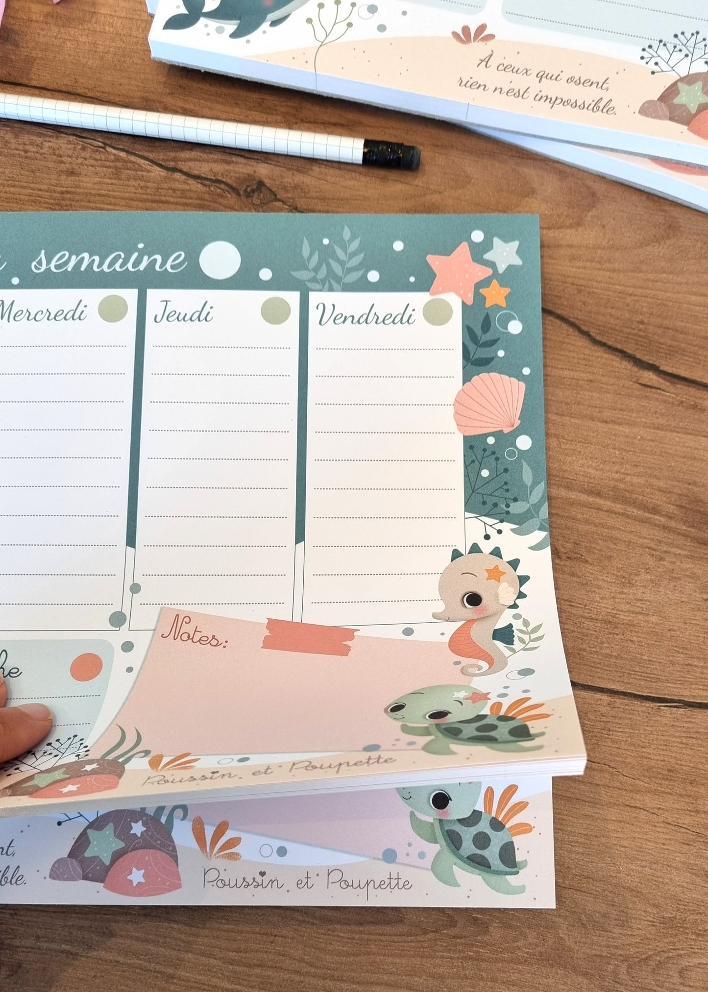 SEMAINIER A4 - OCEAN/PETITES BULLES