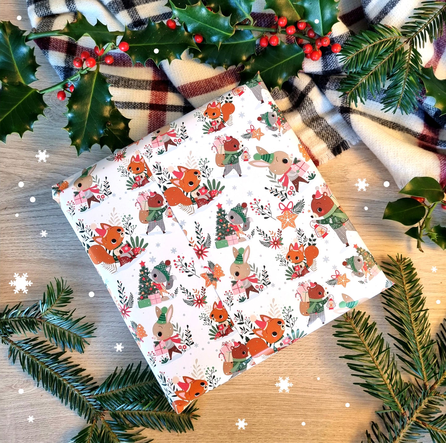 PAPIER CADEAU NOEL - PETITS FLOCONS