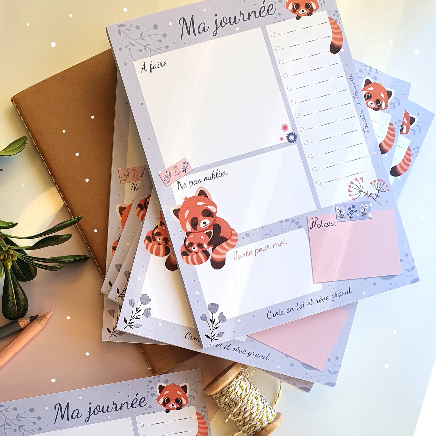 PLANNER A5 JOURNALIER - PETIT PANDA ROUX