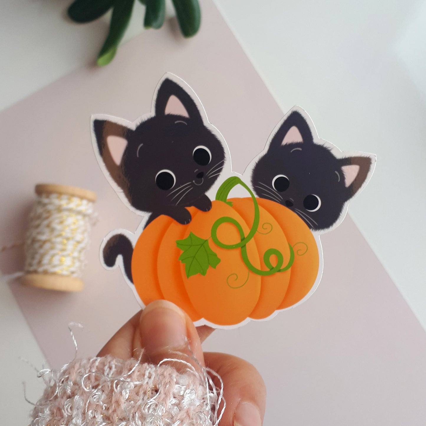 STICKER VINYLE - CHATS CITROUILLE