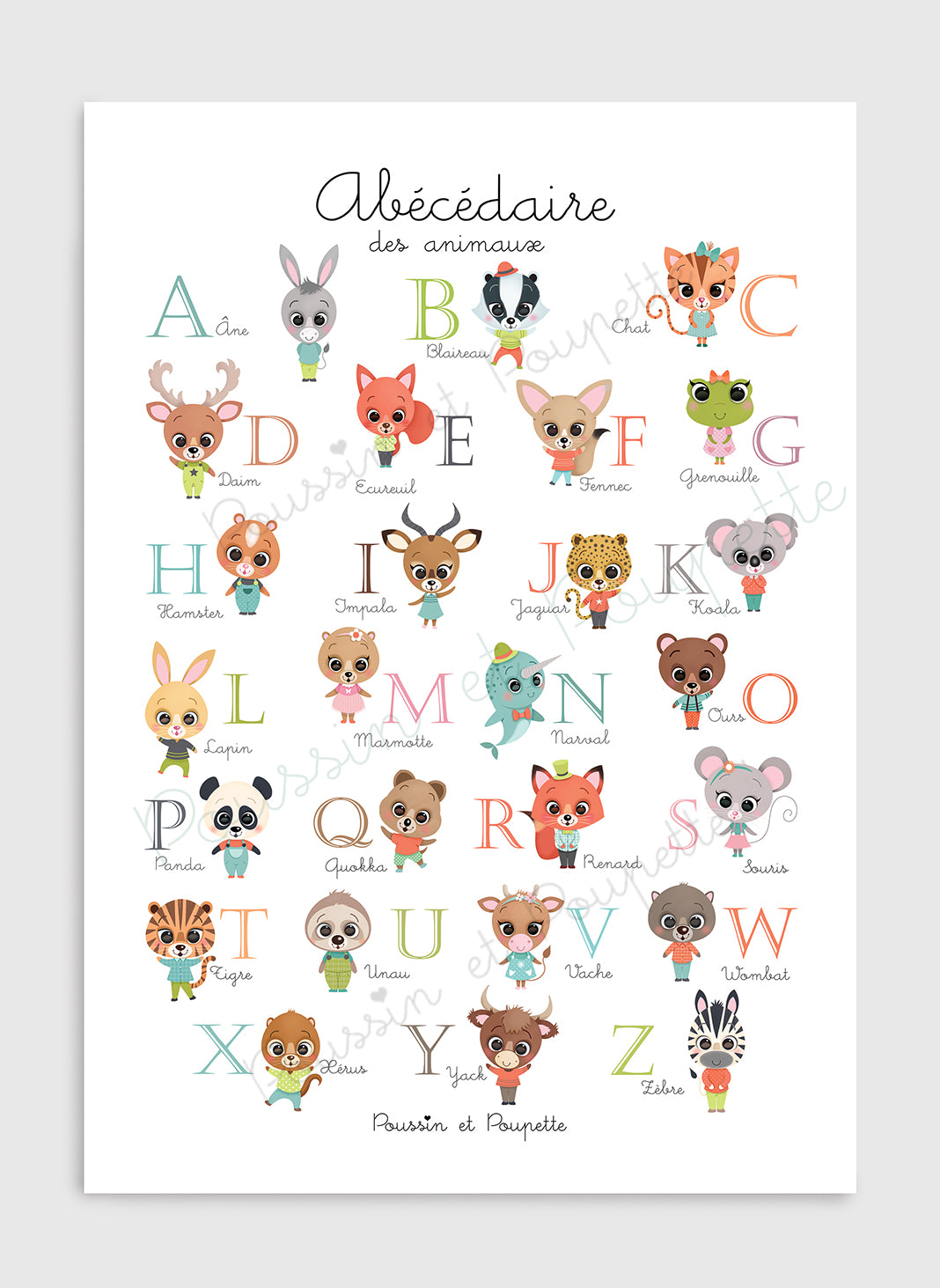 AFFICHE - ABECEDAIRE DES ANIMAUX
