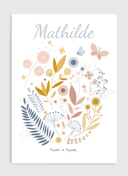 AFFICHE - FLEURS ET PAPILLONS