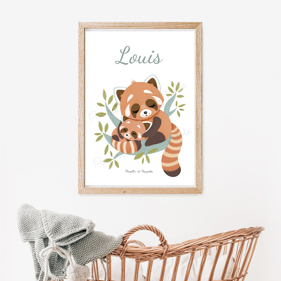 AFFICHE - PANDA ROUX Fond blanc