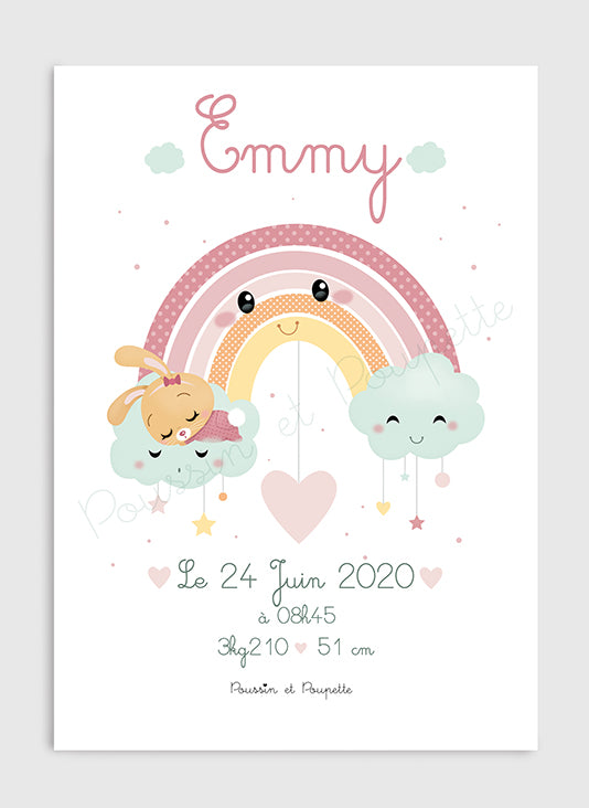 AFFICHE - ARC EN CIEL ROSE