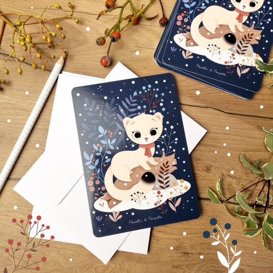 CARTE HIVER - PETITE HERMINE