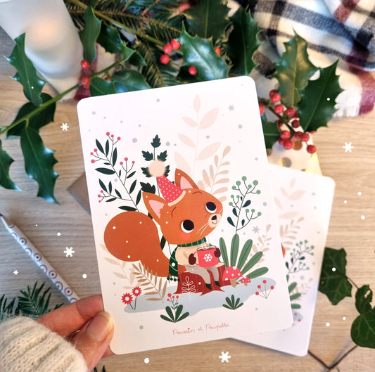 CARTE DE NOEL - PETIT ECUREUIL