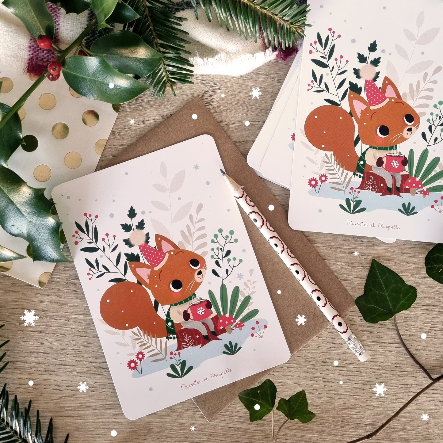 CARTE DE NOEL - PETIT ECUREUIL