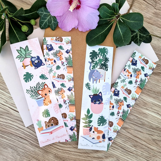 LOT 2 MARQUE-PAGES - CHATS ET PLANTES