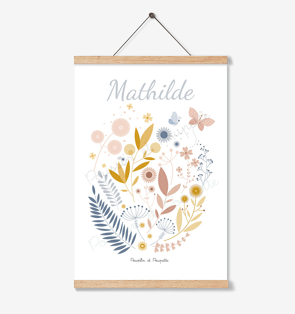 AFFICHE - FLEURS ET PAPILLONS