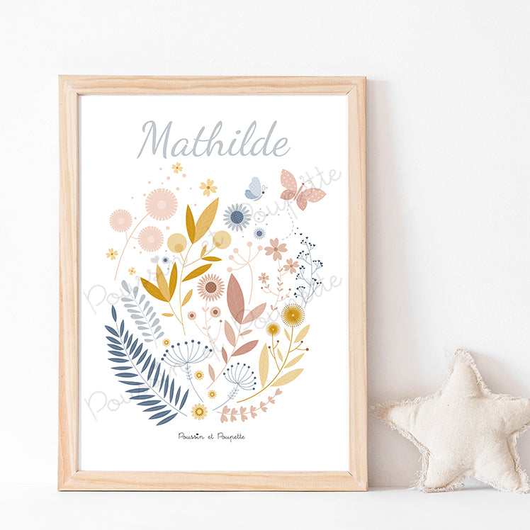 AFFICHE - FLEURS ET PAPILLONS