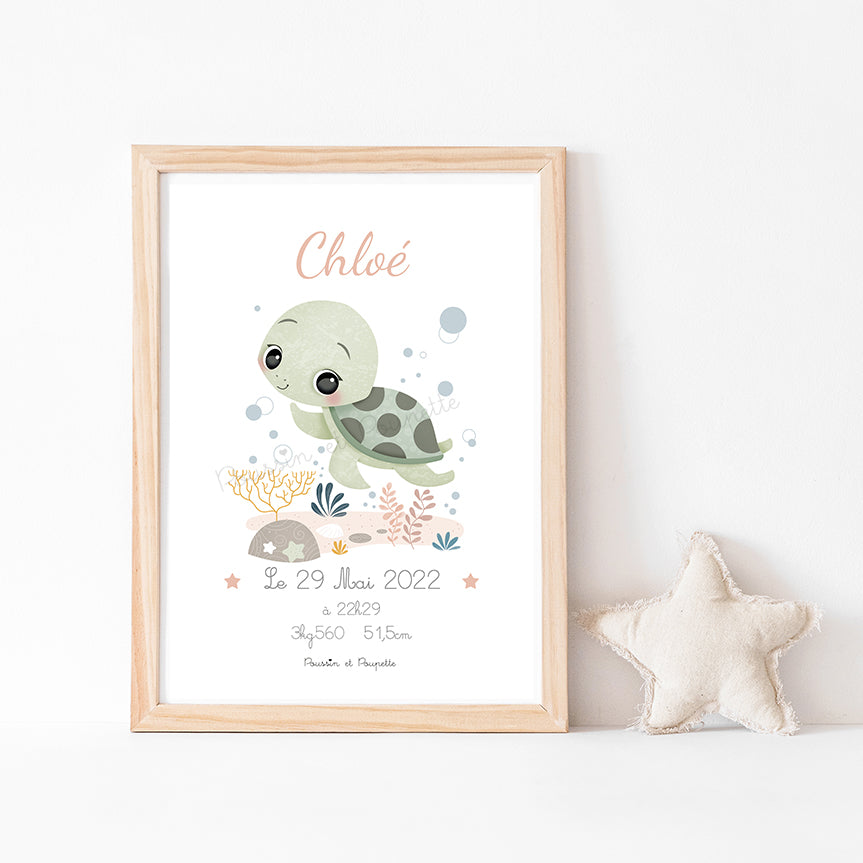 AFFICHE - NAISSANCE TORTUE