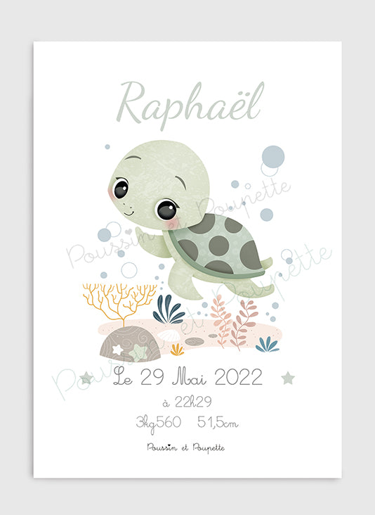 AFFICHE - NAISSANCE TORTUE